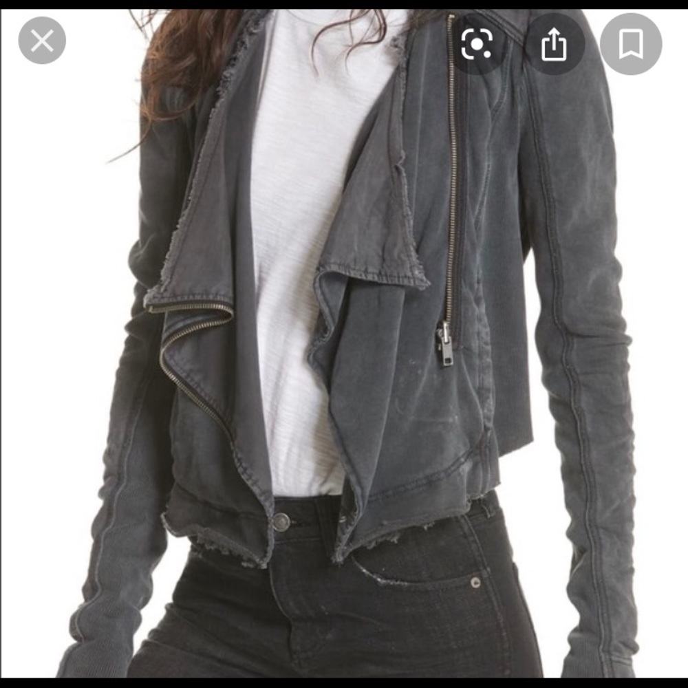 Free People Shrunken Distressed Moto Jacket